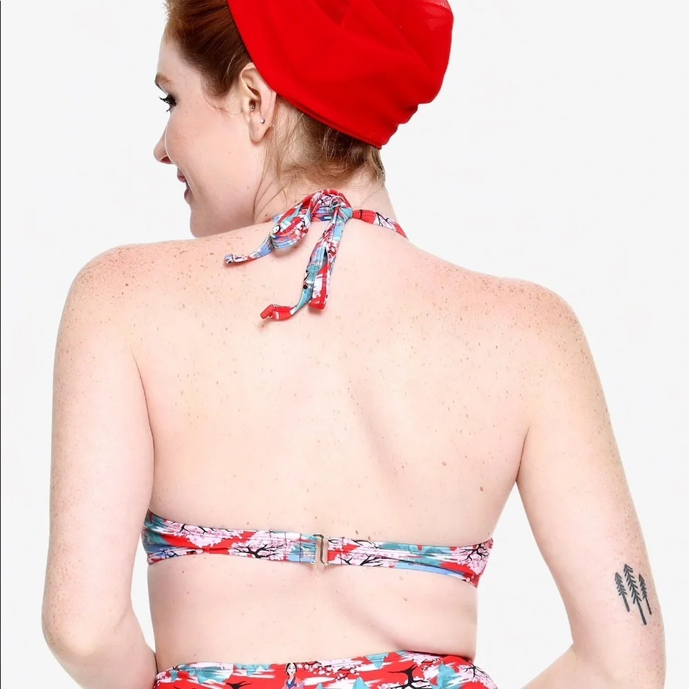 NWT Disney: Rare 🔥 Extra Small Mulan Red Bikini Tie Up Halter Top